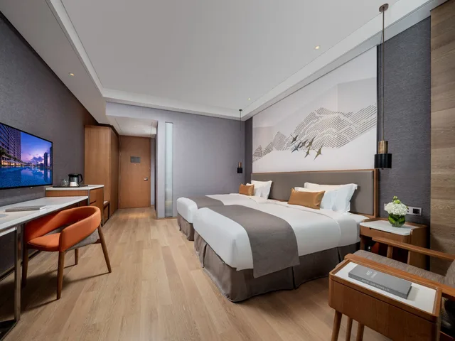 غرفة كومفورت بسريرين منفصلين بإطلالة على المدينة، Genpla Hotel Shenzhen Nanshan 3/5