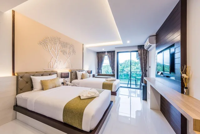 غرفة ديلوكس بسريرين منفصلين بإطلالة على المسبح، River Front Krabi Hotel 1/3
