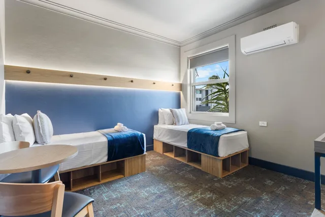 غرفة بسريرين منفصلين بحمام مشترك، HOTEL JESMOND 2/5