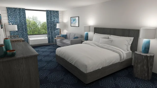 غرفة قياسية بسرير كينج بإطلالة على المسبح، Holiday Inn Resort South Padre Island Beach Front 2/6