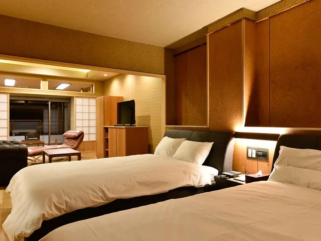 Japanese Western, Deluxe, 2 Double Beds, Indoor Bath, Main Building، Kannawaen 1/1