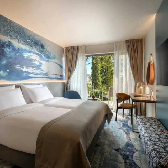 غرفة كومفورت بسريرين منفصلين بإطلالة على المتنزه بشرفة، Remisens Hotel Lucija 4/6