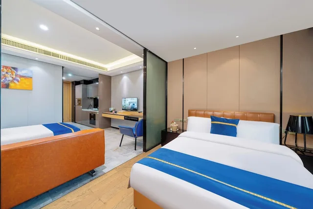 غرفة سوبيريور بسريرين مزدوجين بإطلالة على المدينة، Weekend International Apartment- Beijing Rd A-mall 3/8