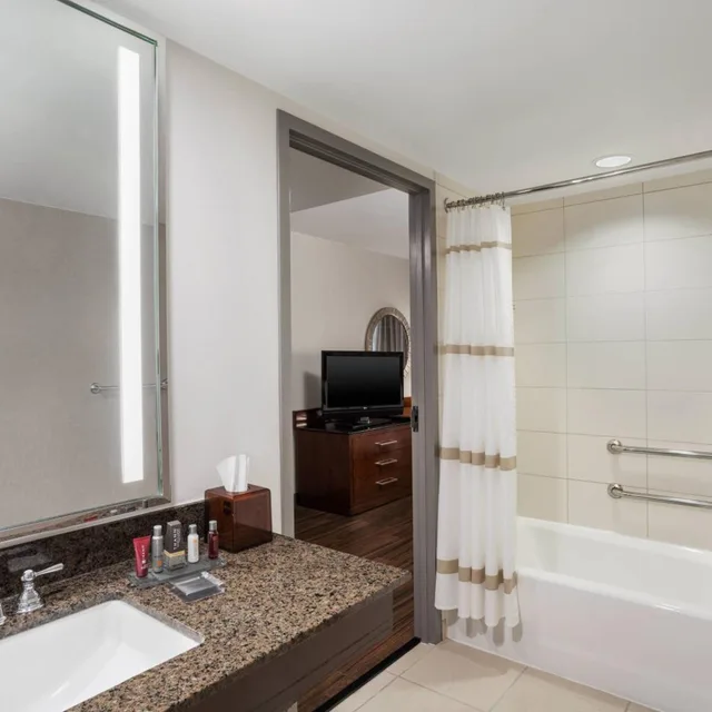 غرفة بسرير كينج بحوض استحمام لذوي الإعاقة، Lancaster Marriott at Penn Square 4/5
