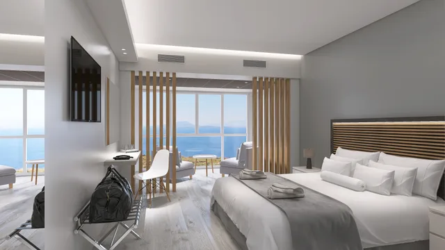 جناح جونيور بإطلالة جزئية على البحر، Antigoni Hotel 1/2