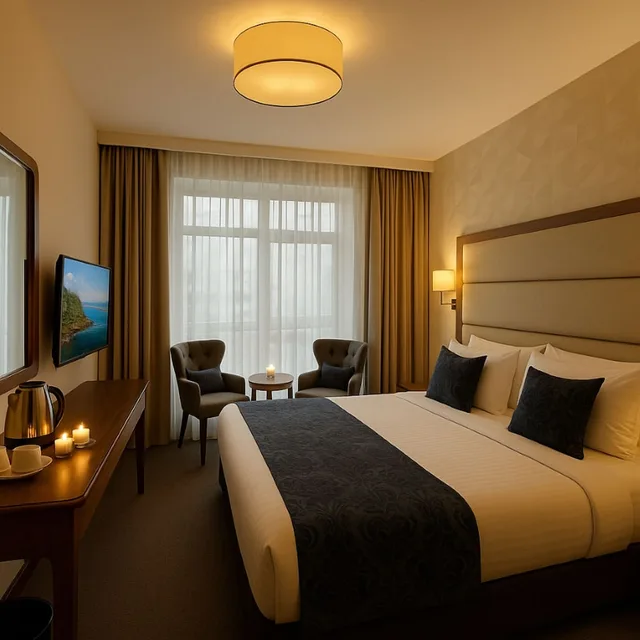 غرفة ديلوكس بسرير كينج وسرير كوين بإطلالة على المدينة، Istanbul Midpoint Hotel 9/10