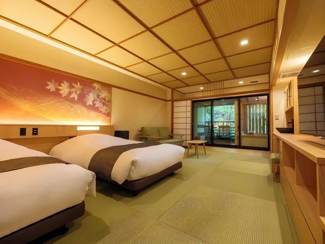 Western, 2 Double Beds, Outdoor Bath، Hakone Kowakudani Onsen Mizunoto 1/1