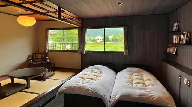 غرفة يابانية غربية بسرير نصف مزدوج وسريرين منفصلين وسرير نصف مزدوج، Ryokan Hikari No Ie 2/2