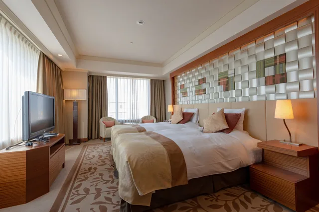 جناح ركني بسريرين منفصلين، Hotel Okura Fukuoka 1/2