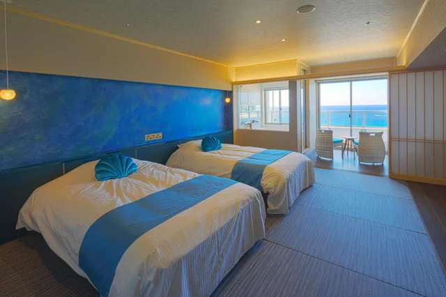 غرفة سوبيريور بسريرين منفصلين بإطلالة على البحر، Hotel Sanrakuso 2/5