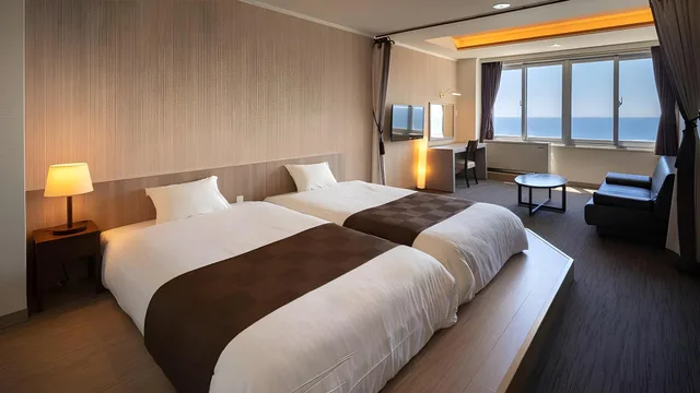 غرفة قياسية بسريرين منفصلين بإطلالة على البحر، Imagine Hotel And Resort Hakodate 1/1