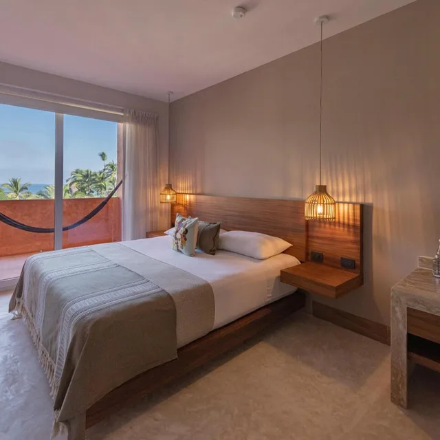 غرفة بسرير مزدوج بإطلالة على البحر بشرفة، Sayulinda Hotel 5/10