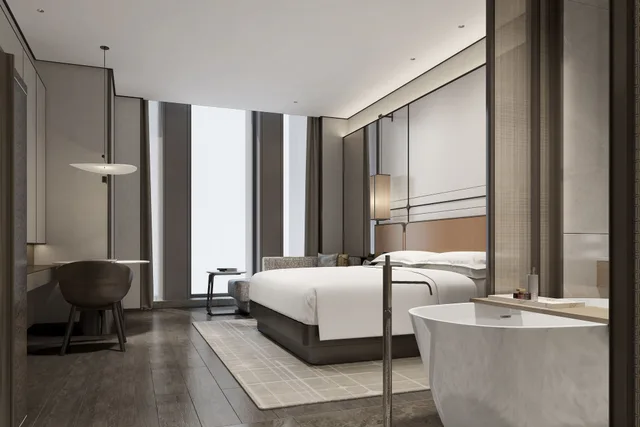 غرفة ديلوكس بسرير كينج، Tianjin Marriott Hotel National Convention and Exhibition Center 2/7