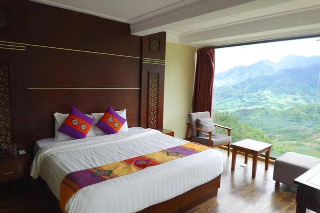 غرفة بسرير مزدوج بإطلالة على الجبل، Sapa Vista Hotel 6/10