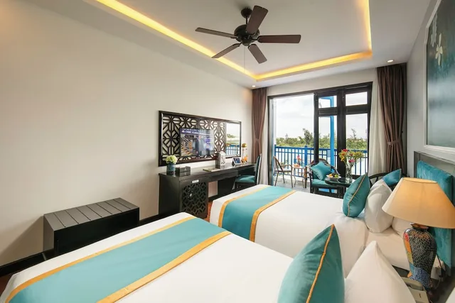 غرفة ديلوكس بسرير كينج بإطلالة على النهر، Silk River Hoi An Hotel & Spa 2/5