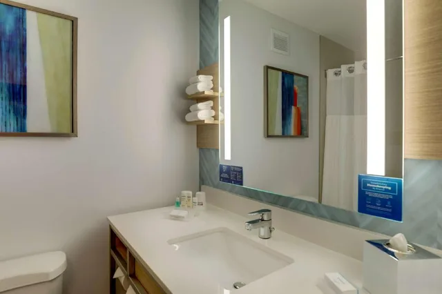 جناح بسرير كينج بغرفة نوم واحدة مع أريكة لذوي الإعاقة، Hilton Garden Inn Fort Worth North 4/8