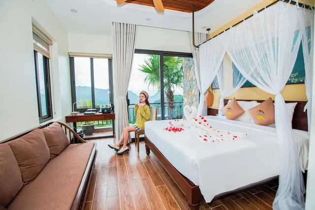 غرفة ديلوكس بسرير كوين بإطلالة على الجبل، Central Hills Pu Luong Resort 3/4