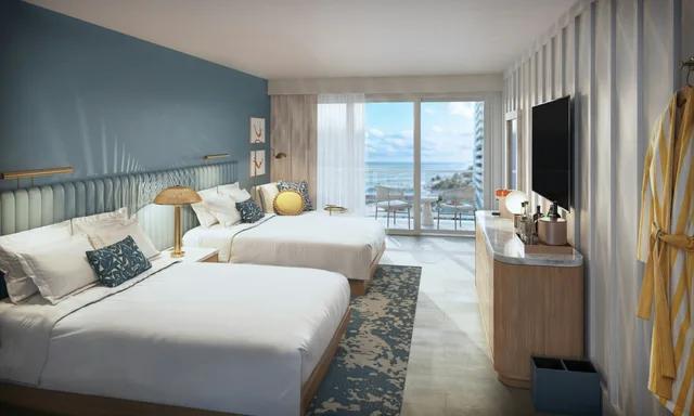 غرفة بسريرين كوين بإطلالة على البحر بشرفة، The Sunny Miami Sunny Isles Beach, Curio Collection by Hilton 1/4