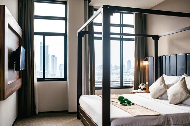 جناح ركني بسريرين منفصلين بإطلالة على النهر، Grand Howard Hotel Bangkok 1/4