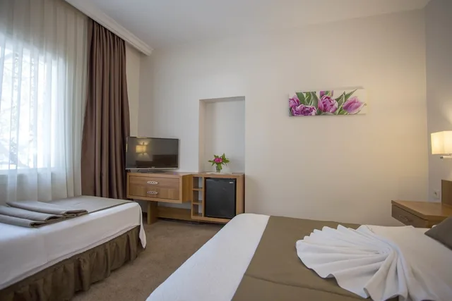 غرفة ثلاثية بسرير مزدوج وسرير فردي بإطلالة على الحديقة في الملحق، Melis Otel 5/10