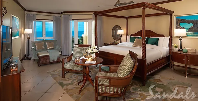 1 Bedroom, Mediterranean, Grand, Luxury, Suite, King Bed, Ocean View, Club Floor, Sandals Grande Antigua 1/3
