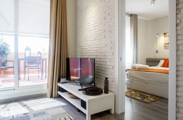 شقة بسرير مزدوج وسريرين منفصلين بشرفة بغرفتي نوم، Mercedes Heritage Barcelona Apartments 6/6