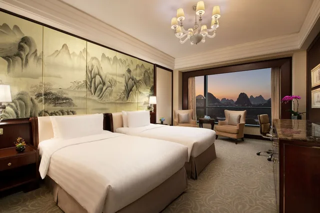 غرفة ديلوكس بسريرين منفصلين بإطلالة على النهر، Shangri La Guilin 2/6