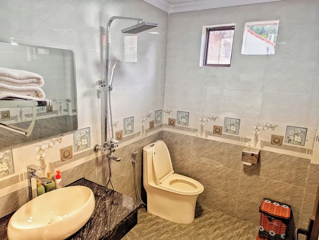 غرفة ديلوكس بسرير مزدوج أو سريرين منفصلين بإطلالة على الحديقة، Ninh Binh Greenland Homestay 10/10