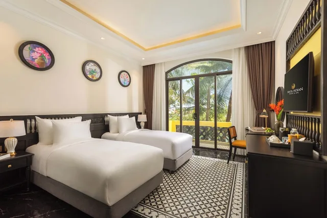 غرفة سيغنتشر بسريرين منفصلين بإطلالة على المسبح، Nesta Hoi An Resort and Spa 4/10