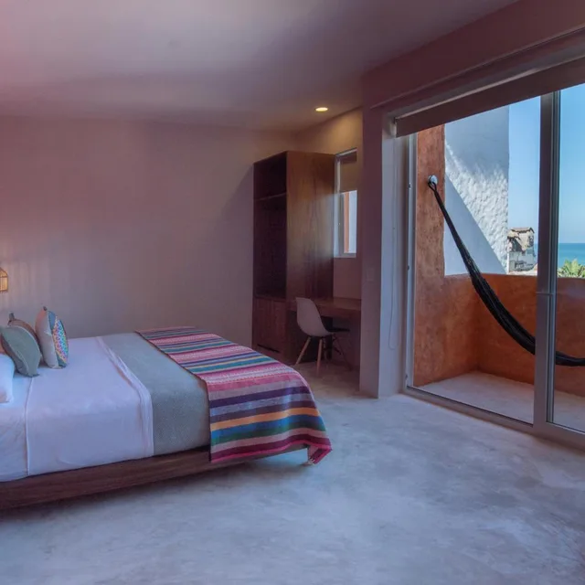 غرفة بسرير مزدوج بإطلالة على البحر بشرفة، Sayulinda Hotel 8/10