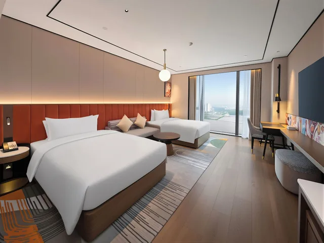 غرفة ديلوكس بسريرين منفصلين في طابق مرتفع، Hilton Garden Inn Foshan Tanzhou ICEC 1/1