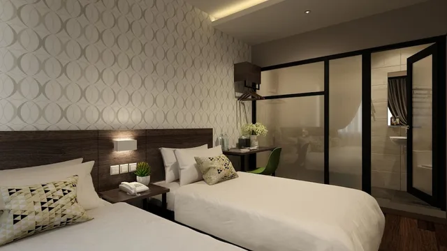 غرفة بسريرين منفصلين، The Square Hotel 1/4
