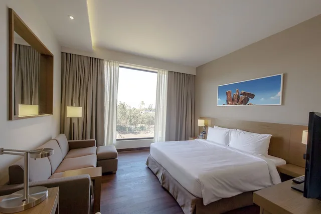 غرفة كبيرة بسرير كينج مع أريكة، HYATT PLACE HAMPI 3/6