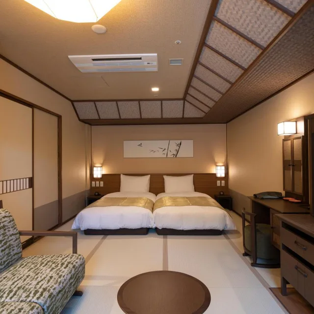 Hollywood, Twin Beds, Hot Spring Bath، Jozankei Yurakusoan 1/2