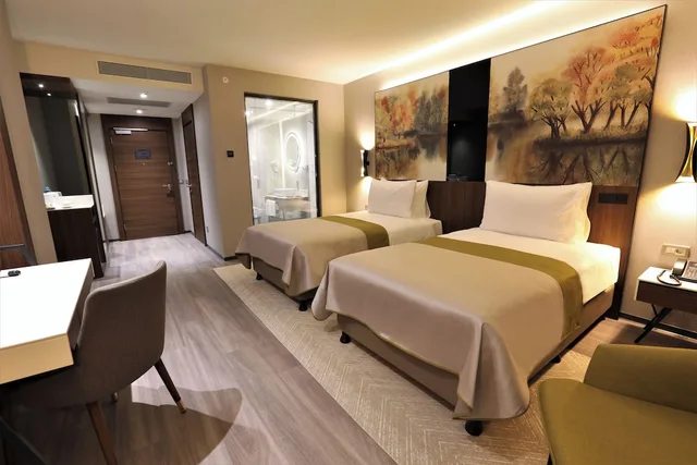 غرفة ديلوكس ثلاثية بسرير كوين وسرير فردي بإطلالة على المدينة بغرفة نوم واحدة، Limak Skopje Luxury Hotel Skopje 2/5