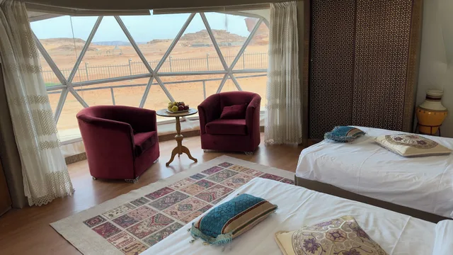 1 Bedroom, Luxury, Tent, King Bed, Mountain Side, Mountain View، Wadi Rum Mazayen Camp 10/10
