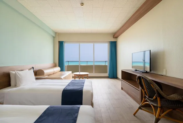غرفة ديلوكس بسريرين منفصلين بإطلالة على البحر، En Resort Eef Beach Hotel 1/4