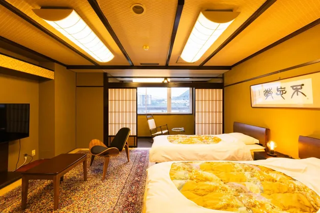 غرفة يابانية بفرشتي فوتون بأرضية تاتامي، Takeo Onsen Kanko Hotel Kyotoya 1/1