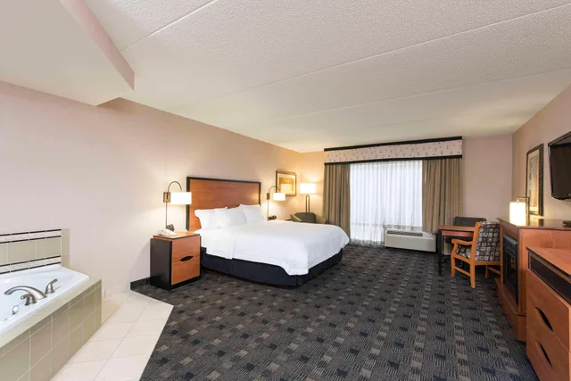 Room, King Bed, Bath and Shower, Sofa، Hampton Inn and Suites Indianapolis - Fishers 3/4