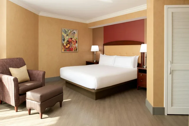 جناح بريميوم بسرير كينج بغرفة نوم واحدة بمنطقة جلوس، Hilton Charlotte Uptown (ex Hilton Charlotte Center City) 1/2