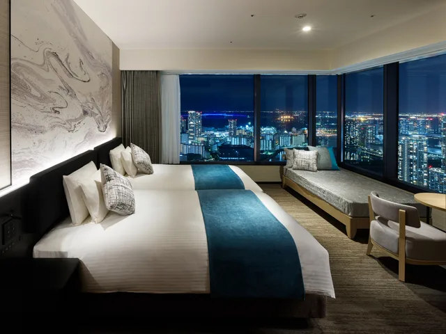 غرفة ديلوكس ركنية بسريرين منفصلين بإطلالة بحوض استحمام، Mitsui Garden Hotel Toyosu Premier 1/1