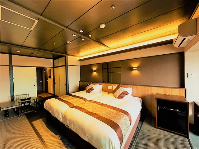 Semi Room, Japanese Western, Modern, 2 Semi Double Beds, Ocean View, Outdoor Bath, Smoking، Livemax Resort Aki Miyajima 1/1