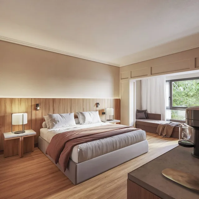 غرفة سوبيريور بسرير مزدوج بإطلالة على المسبح، Melia Madrid Barajas 1/10