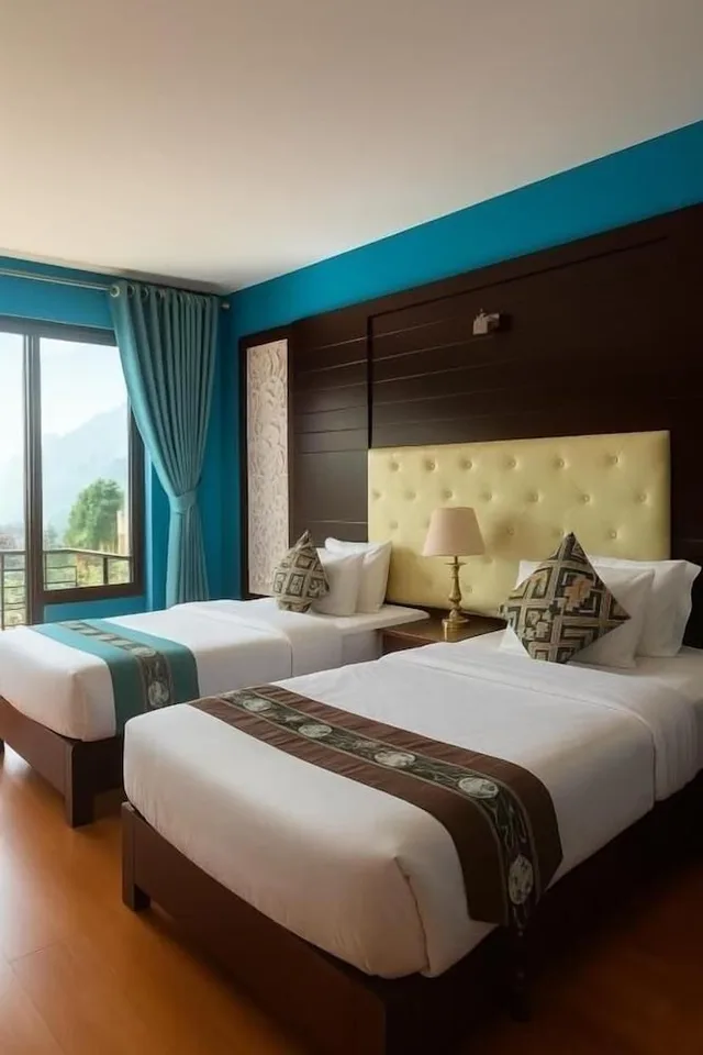 غرفة ديلوكس بسريرين منفصلين بإطلالة على الجبل، Sapa Elegance Hotel 9/10