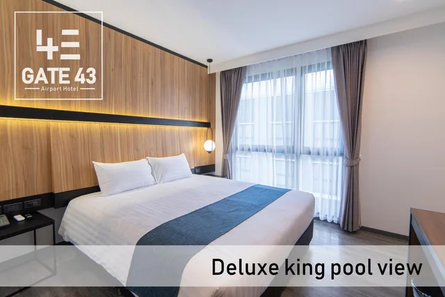 غرفة بسرير مزدوج بإطلالة على المسبح، Gate43 airport hotel Bangkok (SHA Plus+) 4/10