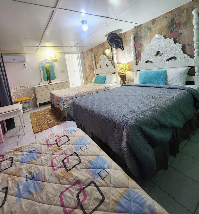 Family, 1 Single and 2 Queen Beds, Pool Access, Pinkhibiscus Guest House 7/10