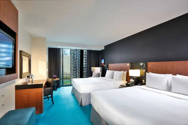 غرفة بريميوم بسريرين كوين بإطلالة على المتنزه، Radisson Blu Aqua Hotel, Chicago 4/7