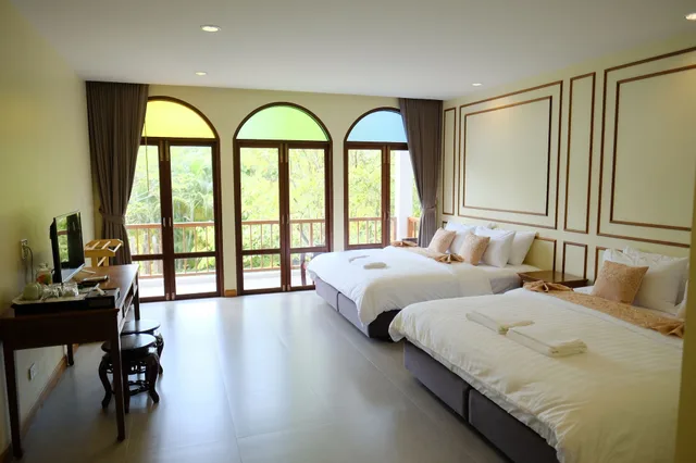 غرفة عائلية بسريرين مزدوجين بإطلالة على الحديقة، Baan Imm Sook Resort 10/10