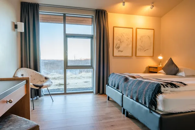 غرفة بسرير مزدوج أو سريرين منفصلين، Hotel Husafell 4/8