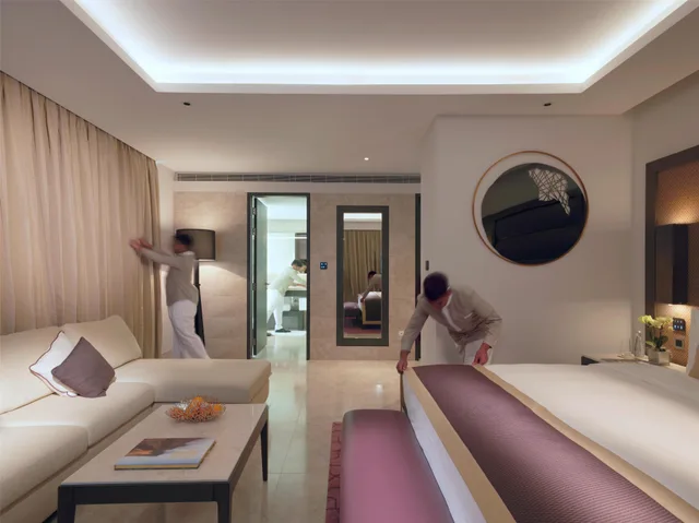 غرفة غراند ديلوكس بسرير كينج بإطلالة على البحر، Kempinski Hotel Muscat 4/6